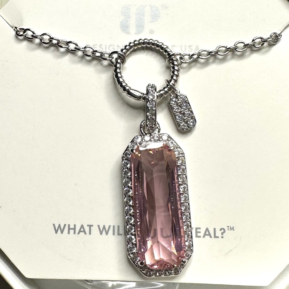 Bomb Party Silver and Pink Crystal Pendant Necklace